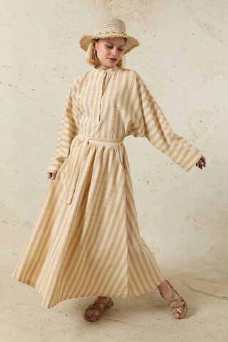 Yarasa Kol Keten Takım Camel - 5