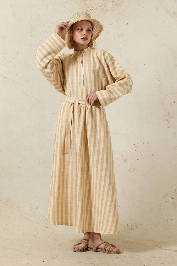 Yarasa Kol Keten Takım Camel - 1