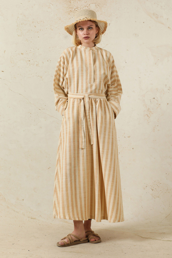 Yarasa Kol Keten Takım Camel - 3