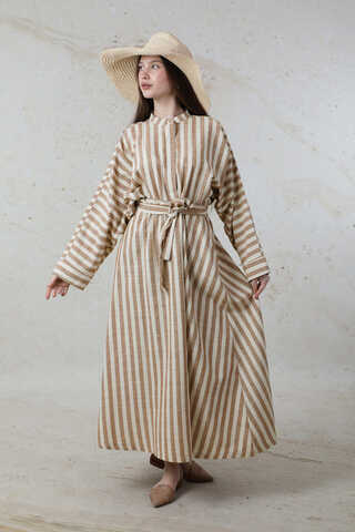 Yarasa Kol Keten Takım Kahverengi - 3