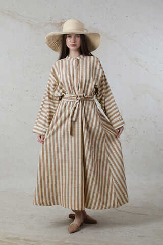 Yarasa Kol Keten Takım Kahverengi - 5