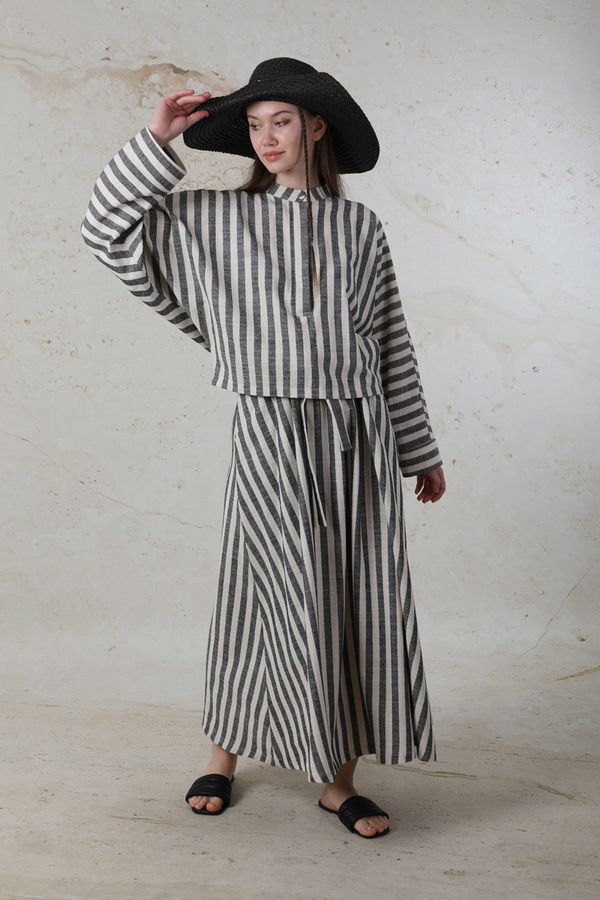 Yarasa Kol Keten Takım Siyah - 3