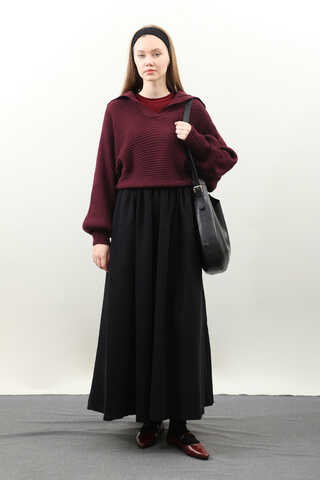 Yarasa Kol Kısa Kazak Bordo - 3