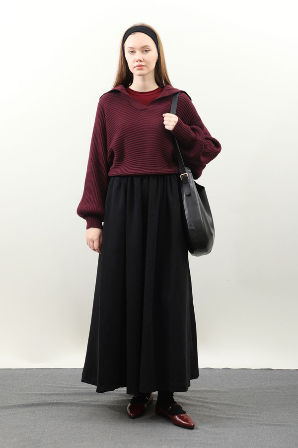 Yarasa Kol Kısa Kazak Bordo - 3