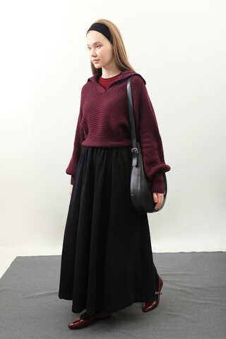 Yarasa Kol Kısa Kazak Bordo - 4