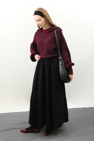 Yarasa Kol Kısa Kazak Bordo - 5