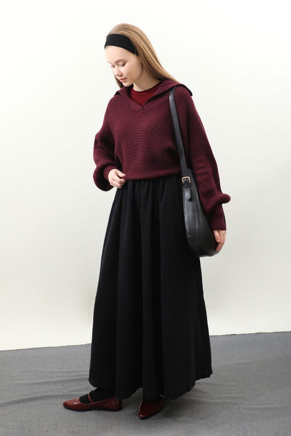 Yarasa Kol Kısa Kazak Bordo - 5