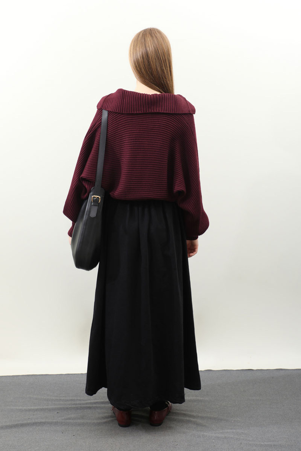 Yarasa Kol Kısa Kazak Bordo - 8