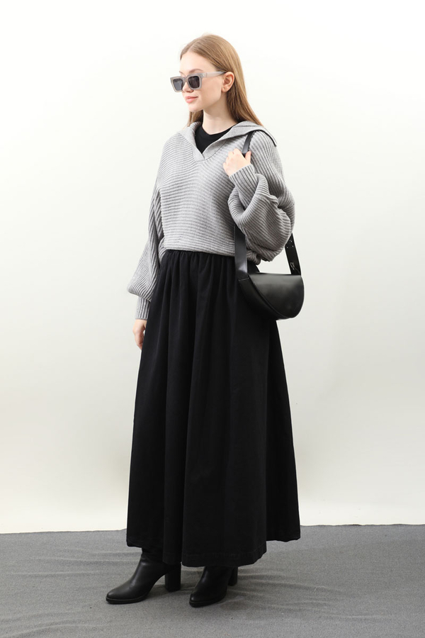 Yarasa Kol Kısa Kazak Gri - 2