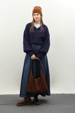 Yarasa Kol Kısa Kazak Lacivert - 1