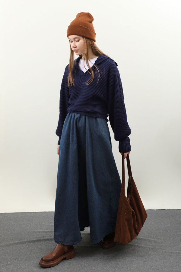 Yarasa Kol Kısa Kazak Lacivert - 2