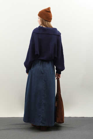 Yarasa Kol Kısa Kazak Lacivert - 8