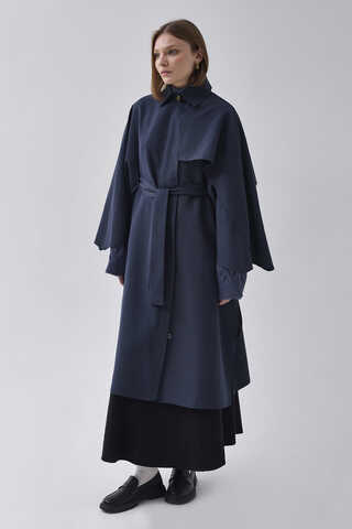 Yarasa Kol Trençkot Lacivert - 4