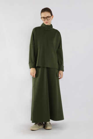 Yarım Balıkçı Yaka Cepli Spor Takım Haki - 1