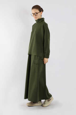 Yarım Balıkçı Yaka Cepli Spor Takım Haki - 3