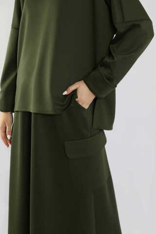 Yarım Balıkçı Yaka Cepli Spor Takım Haki - 4