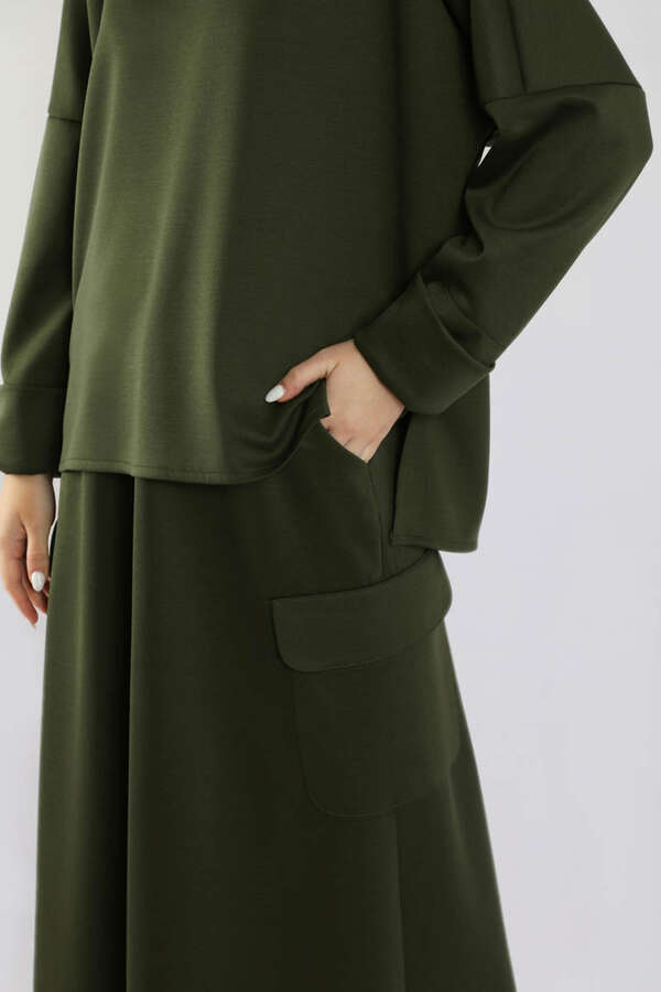 Yarım Balıkçı Yaka Cepli Spor Takım Haki - 4