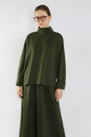 Yarım Balıkçı Yaka Cepli Spor Takım Haki - 5