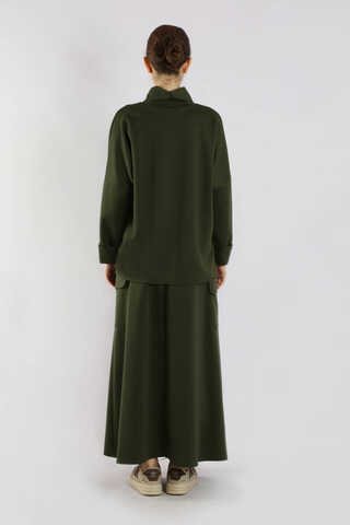 Yarım Balıkçı Yaka Cepli Spor Takım Haki - 6