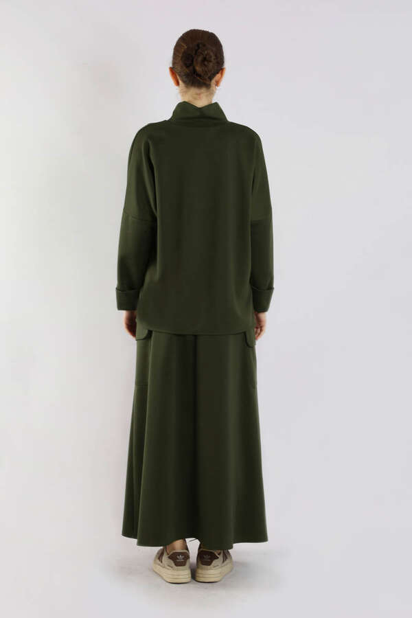 Yarım Balıkçı Yaka Cepli Spor Takım Haki - 6