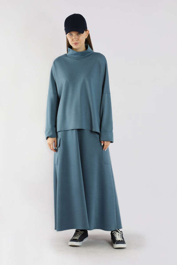 Yarım Balıkçı Yaka Cepli Spor Takım İndigo - 3