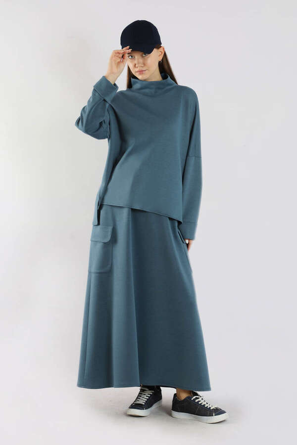 Yarım Balıkçı Yaka Cepli Spor Takım İndigo - 1