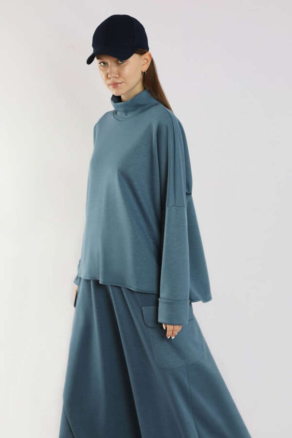 Yarım Balıkçı Yaka Cepli Spor Takım İndigo - 2