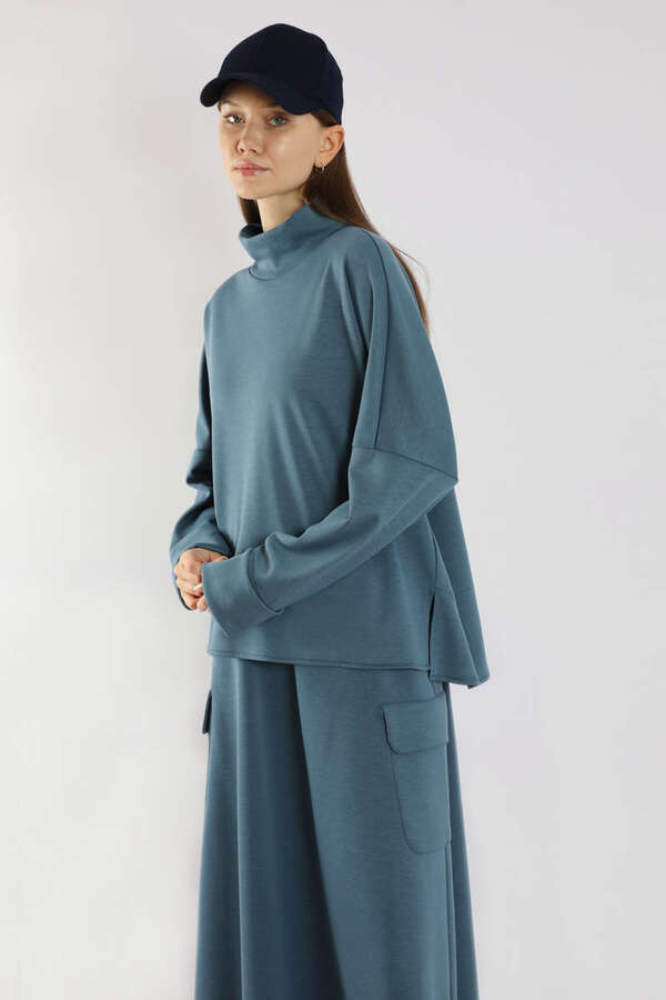 Yarım Balıkçı Yaka Cepli Spor Takım İndigo - 5