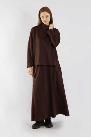 Yarım Balıkçı Yaka Cepli Spor Takım Kahverengi - 1