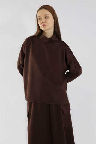 Yarım Balıkçı Yaka Cepli Spor Takım Kahverengi - 2