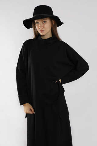 Yarım Balıkçı Yaka Cepli Spor Takım Siyah - 2