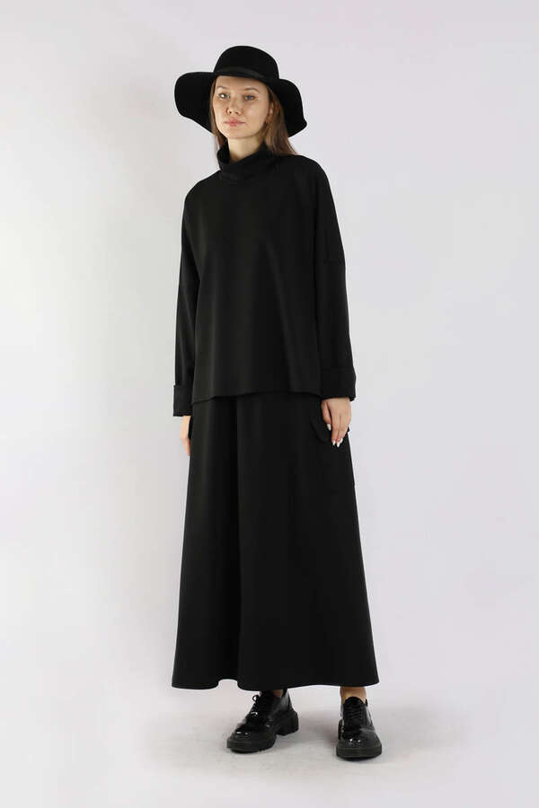 Yarım Balıkçı Yaka Cepli Spor Takım Siyah - 3