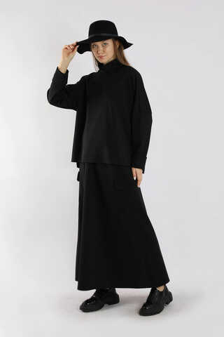 Yarım Balıkçı Yaka Cepli Spor Takım Siyah - 5