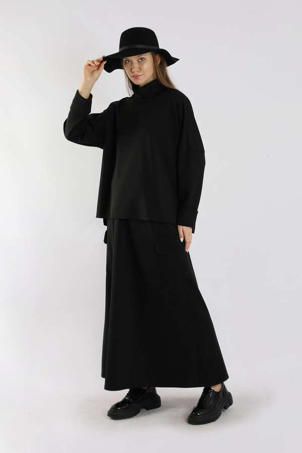 Yarım Balıkçı Yaka Cepli Spor Takım Siyah - 5