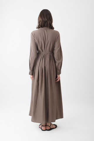 Yarım Düğmeli Abaya Takım Toprak - 7