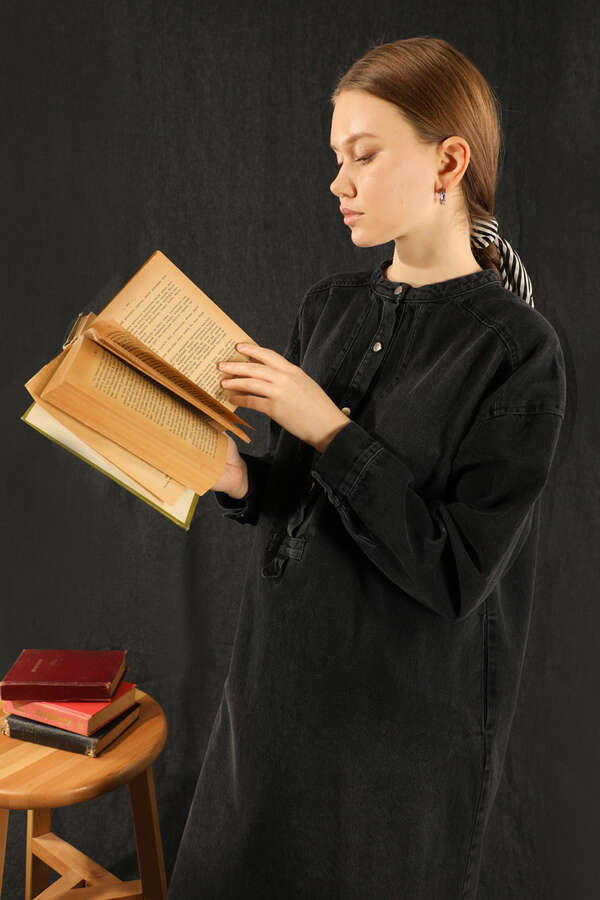 Denim Tunik Elbise Siyah - 3