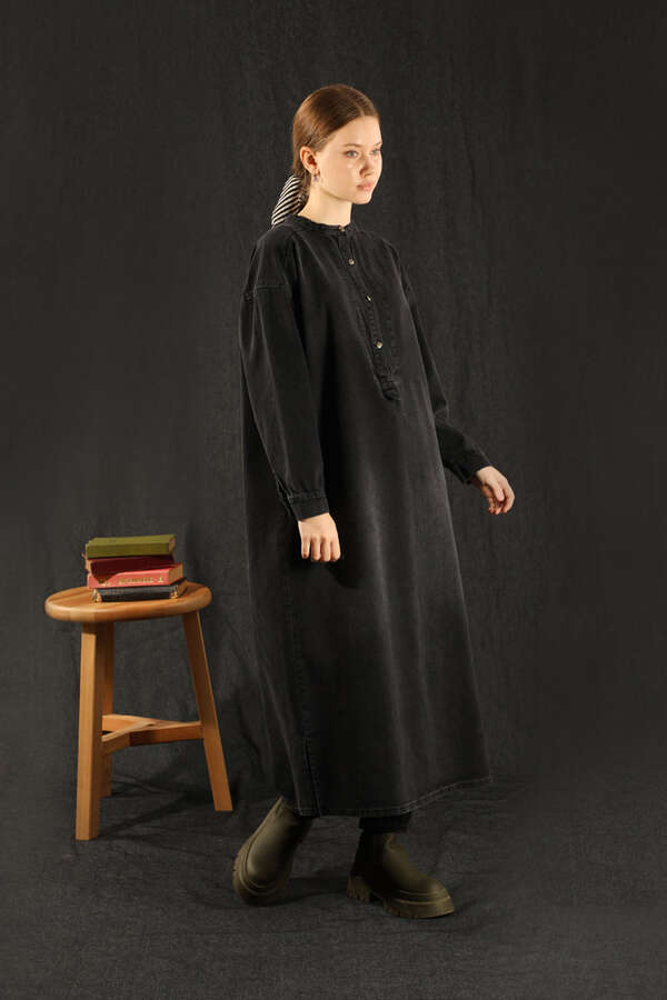 Denim Tunik Elbise Siyah - 4