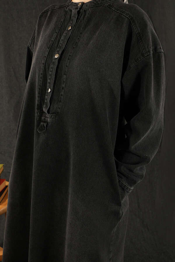 Denim Tunik Elbise Siyah - 5