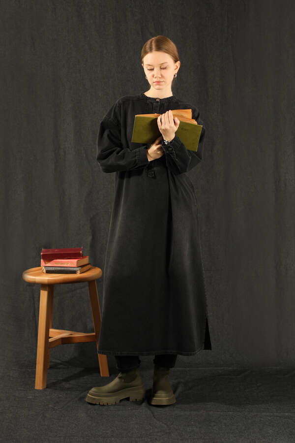 Denim Tunik Elbise Siyah - 2