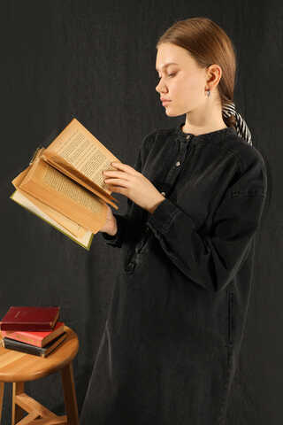 Denim Tunik Elbise Siyah - 3