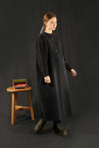 Denim Tunik Elbise Siyah - 4