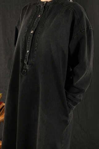 Denim Tunik Elbise Siyah - 5