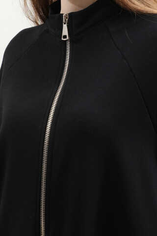 Yarım Fermuarlı Sweat Elbise Siyah - 5