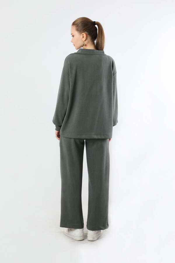 Yarım Fermuarlı Triko Takım Füme - 6