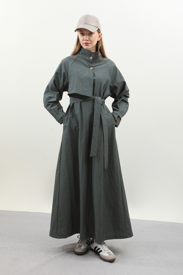 Yarım Rüzgarlıklı Paraşüt Elbise Antrasit - 5