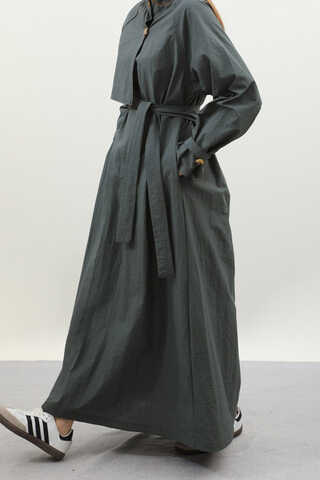 Yarım Rüzgarlıklı Paraşüt Elbise Antrasit - 6
