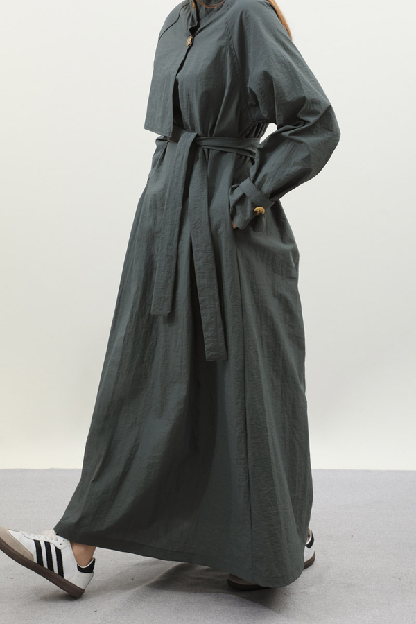 Yarım Rüzgarlıklı Paraşüt Elbise Antrasit - 6