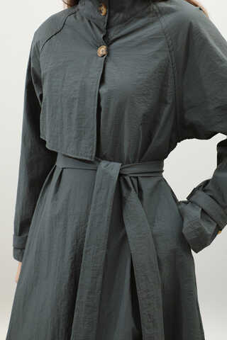 Yarım Rüzgarlıklı Paraşüt Elbise Antrasit - 8