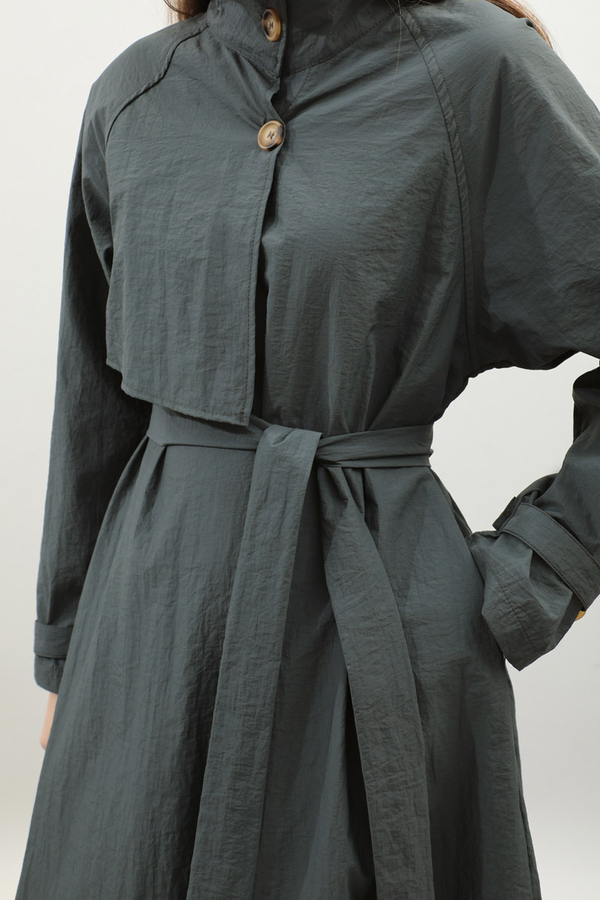 Yarım Rüzgarlıklı Paraşüt Elbise Antrasit - 8