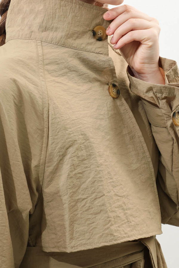 Yarım Rüzgarlıklı Paraşüt Elbise Camel - 16